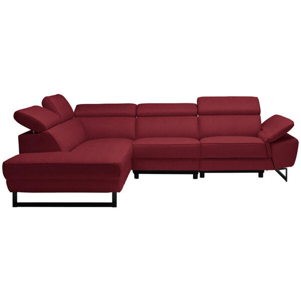 Bild 1 von Celina Home Ecksofa, Rot, Leder, Echtleder, Rindleder, 5-Sitzer, Ottomane links, L-Form, 281x225 cm, Made in EU, Lederauswahl, Stoffauswahl, seitenverkehrt erhältlich, Hocker Rücken echt, Wohnzimme