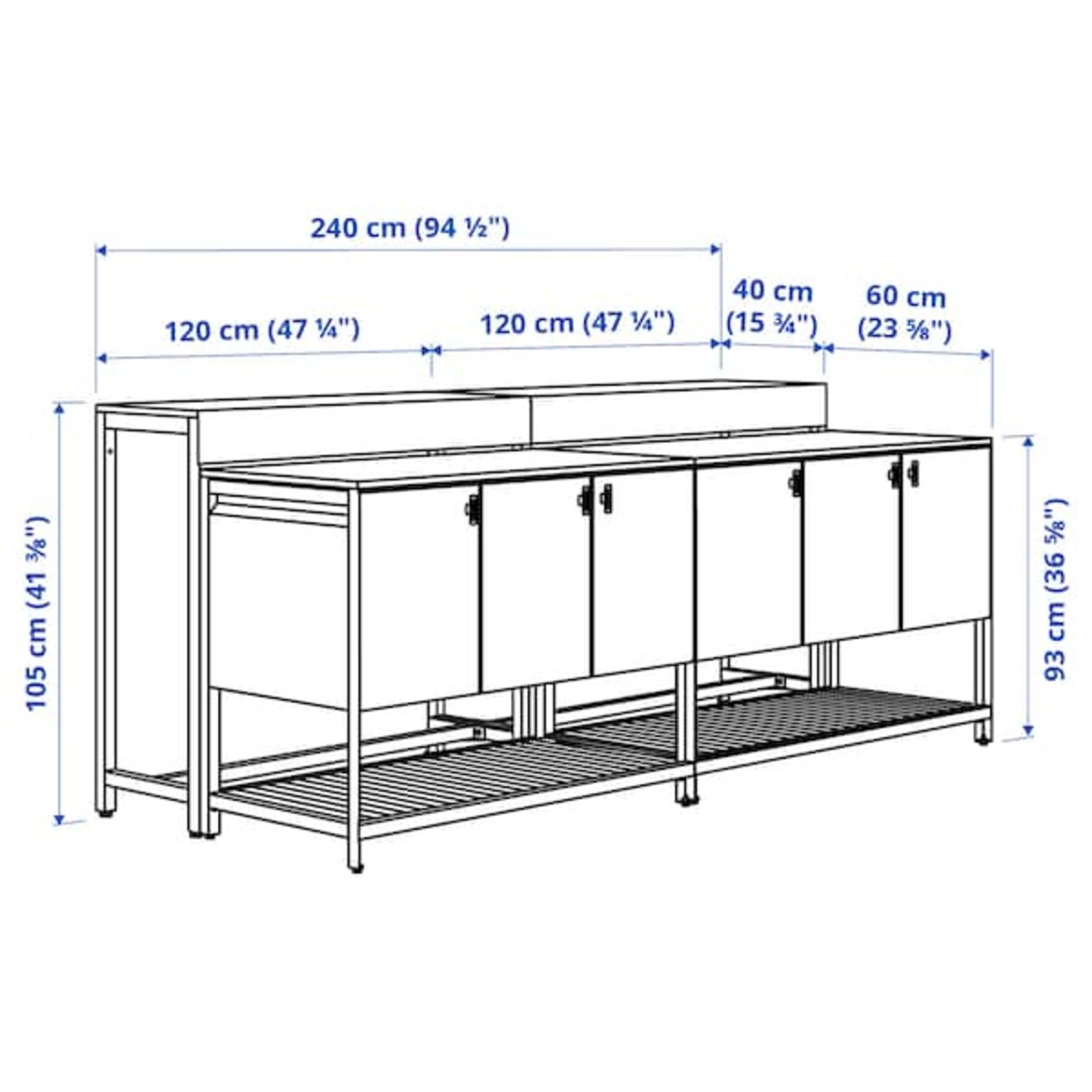 Bild 4 von BÅTSKÄR  Kücheninsel für draußen + Bartisch, dunkelgrau 240x100 cm