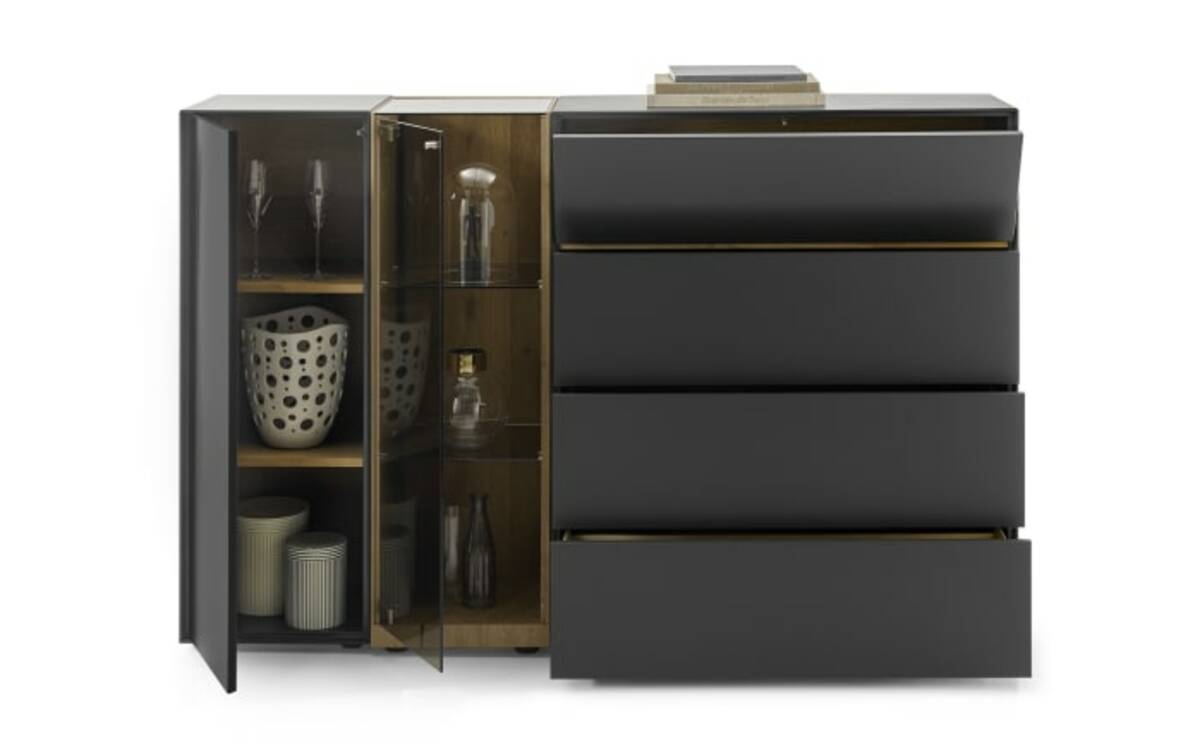 Bild 3 von Musterring - Highboard Trevio, anthrazit/Kerneiche massiv