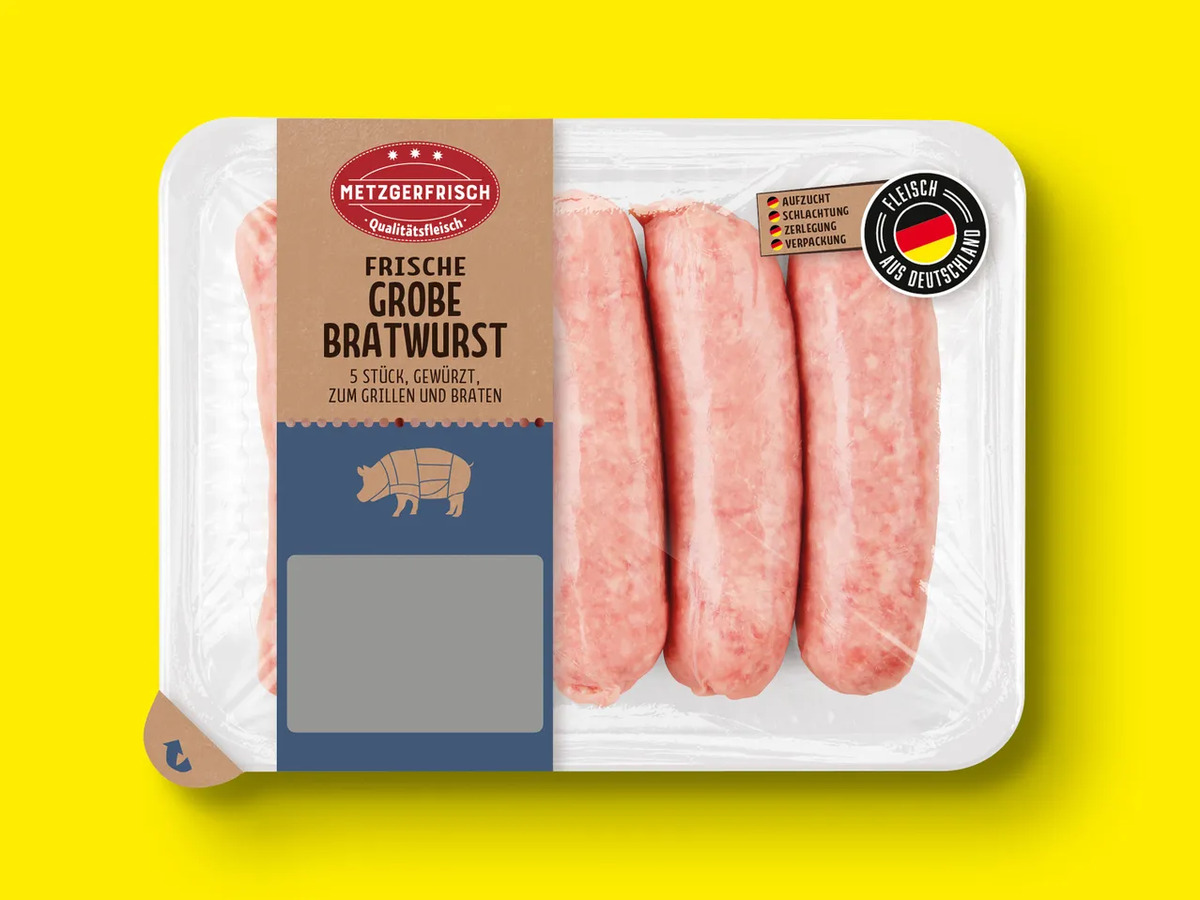 Bild 1 von Metzgerfrisch Frische Grobe Bratwurst, 
         400 g