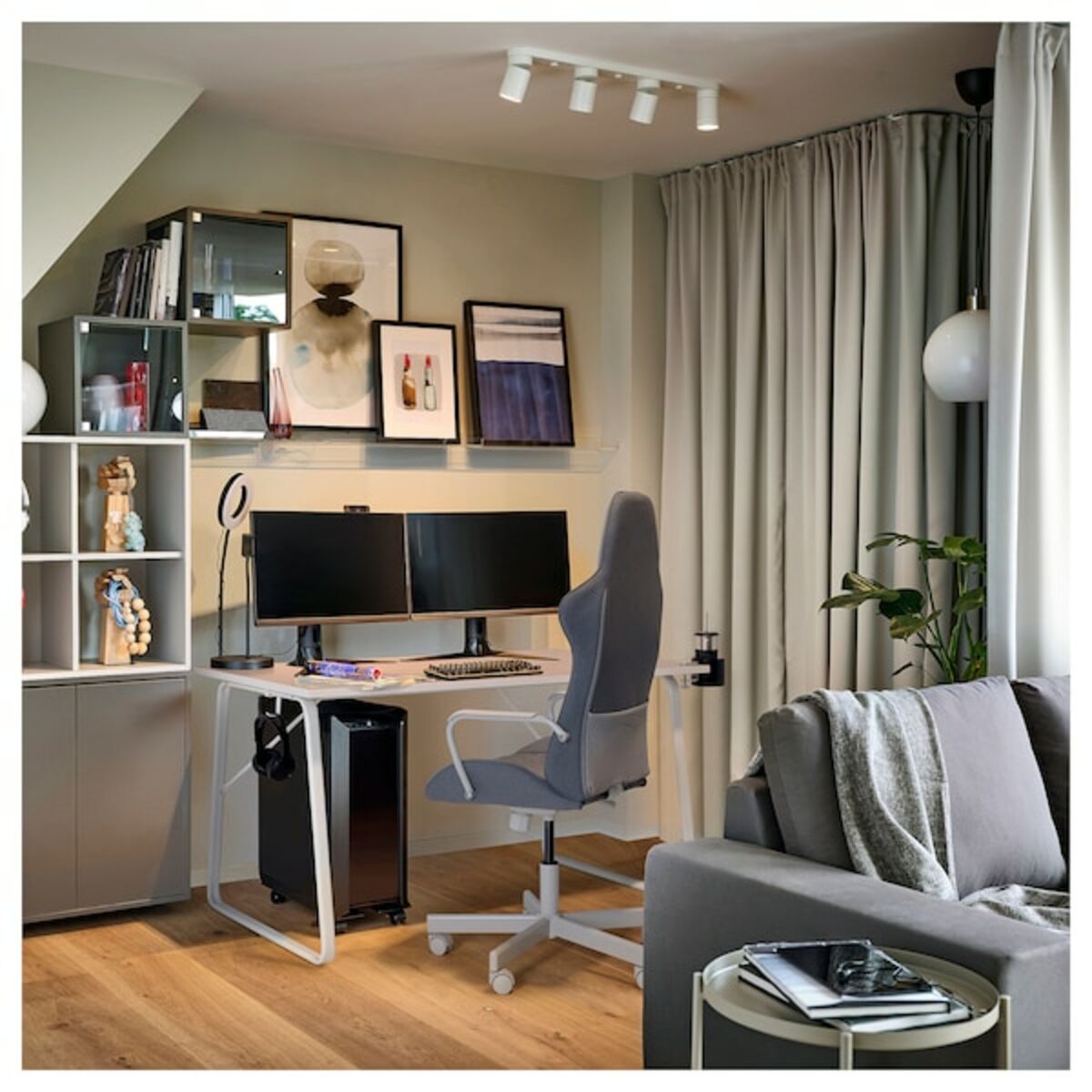 Bild 3 von HUVUDSPELARE  Gamingschreibtisch, beige 140x80 cm