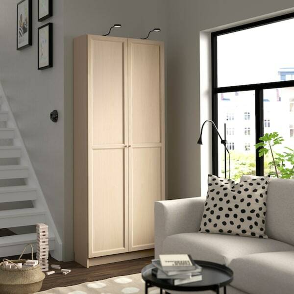 Bild 2 von BILLY  Bücherregal mit Türen, Birkenachbildung 80x30x202 cm