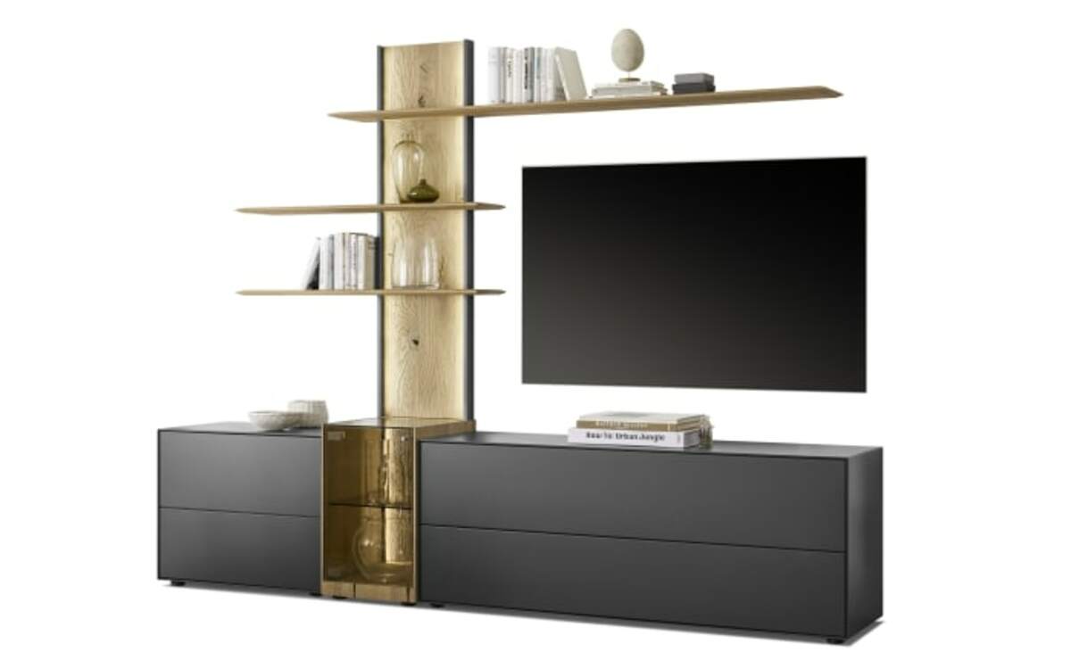 Bild 2 von Musterring - Wohnwand Trevio, anthrazit/Kerneiche massiv