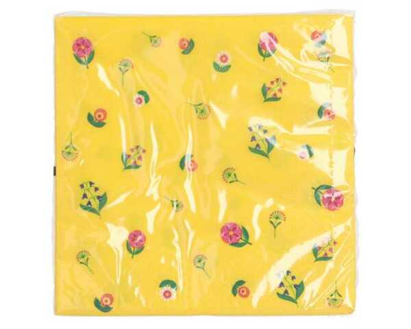 Bild 1 von Servietten 20er 33x33cm gelb mit Blumen