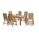 Bild 1 von Gardenson Gartenset Capri, Natur, Holz, Kunststoff, 7-teilig, Akazie, massiv, FSC 100%, Stuhl klappbar, Balkonmöbel, Balkonmöbel-Sets