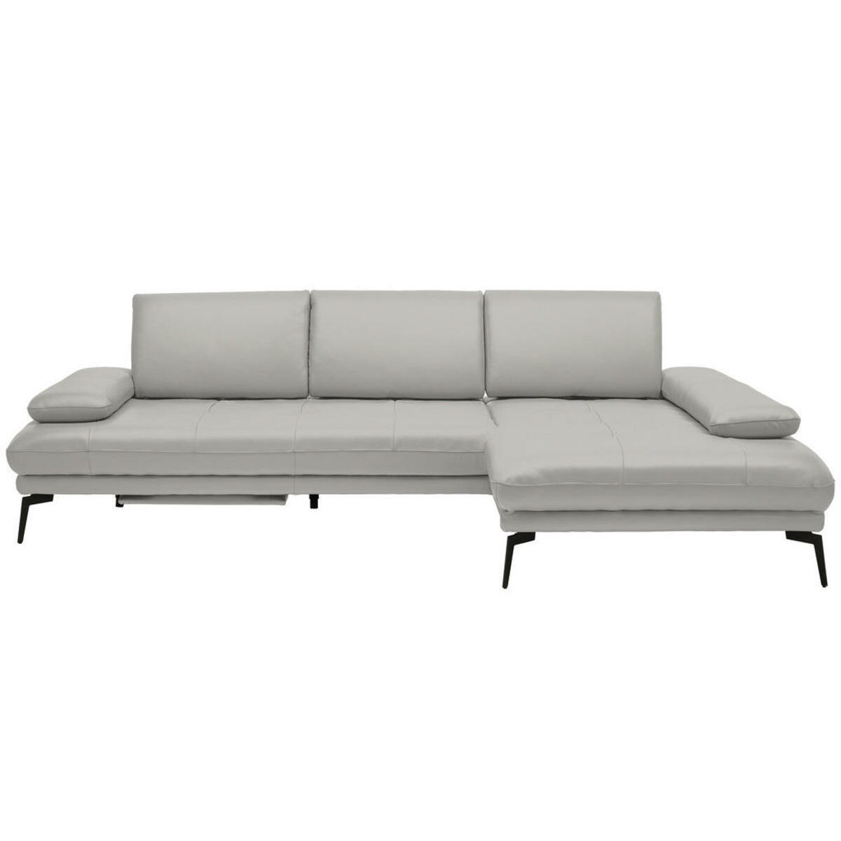 Bild 1 von Celina Home Ecksofa, Greige, Leder, Echtleder, Rindleder, 3-Sitzer, Ottomane links, L-Form, 273x187 cm, Made in EU, Fußauswahl, Lederauswahl, Stoffauswahl, seitenverkehrt erhältlich, Hocker Rücken