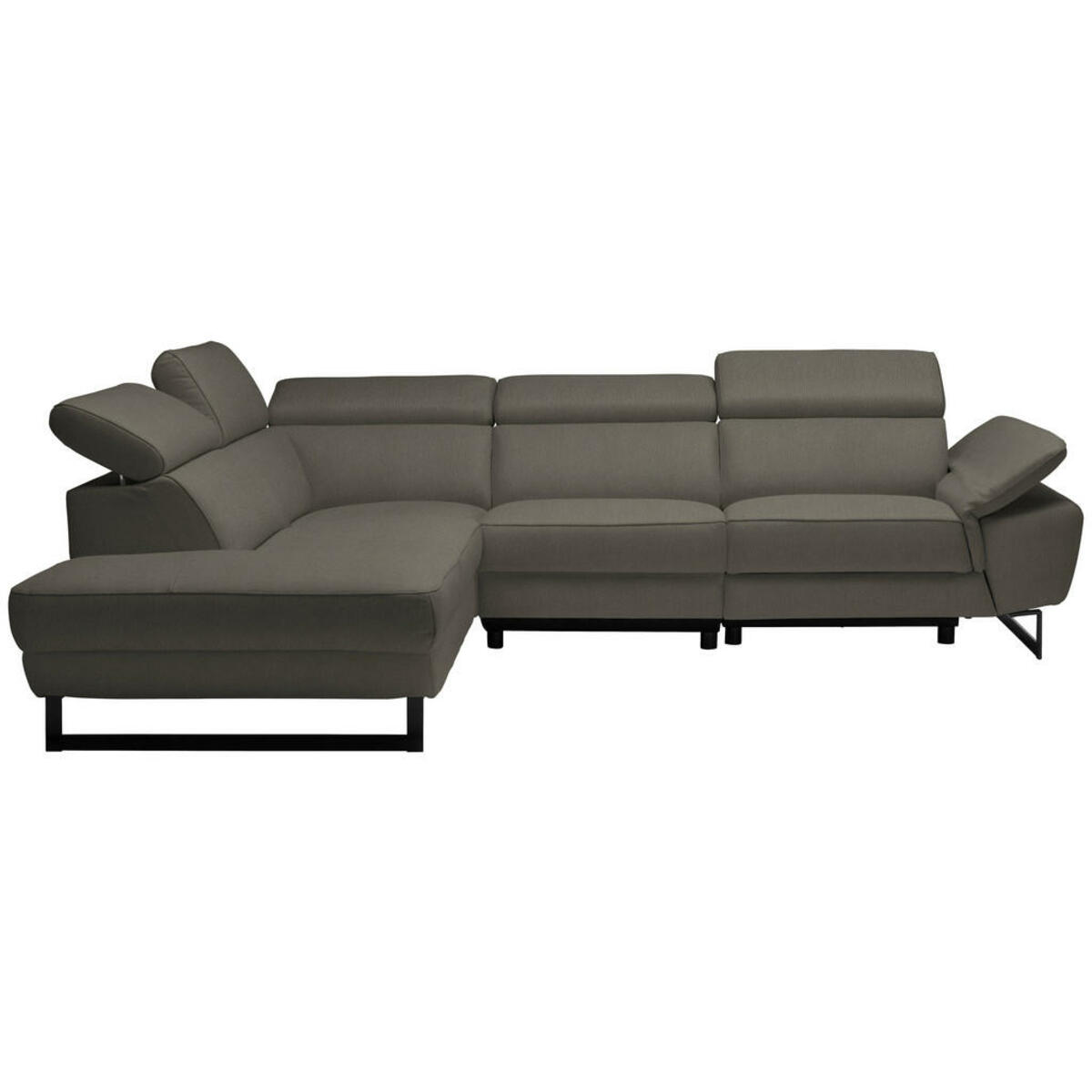 Bild 1 von Celina Home Ecksofa, Graubraun, Leder, Echtleder, Rindleder, 5-Sitzer, Ottomane links, L-Form, 281x225 cm, Made in EU, Lederauswahl, Stoffauswahl, seitenverkehrt erhältlich, Hocker Rücken echt, Woh