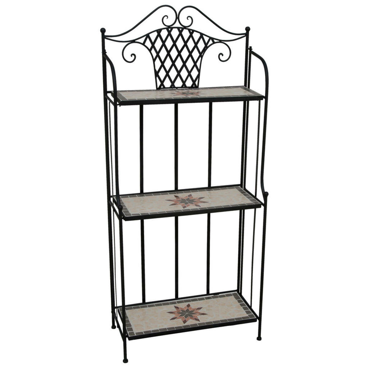 Bild 1 von Siena Garden Gartenregal, Mehrfarbig, Schwarz, Metall, Keramik, Mosaik, 3 Fächer, 62x142x29 cm, wetterfest, Gartenzubehör, Gartenkommoden & -regale