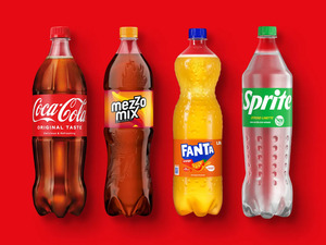Coca-Cola/Fanta/Mezzo Mix/Sprite, 
         1,25 l zzgl. -.25 Pfand