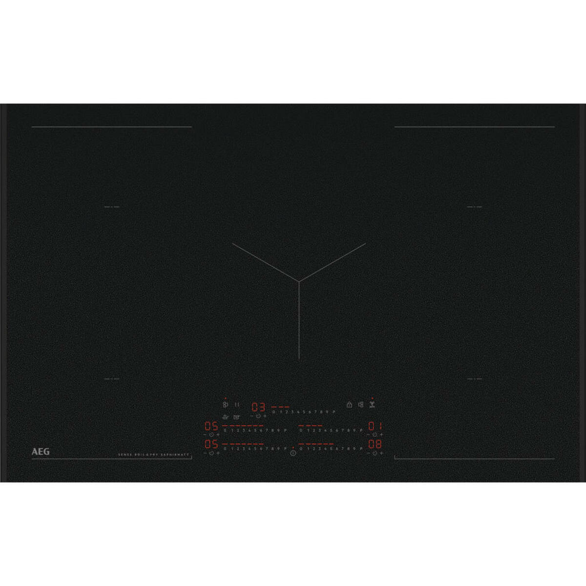 Bild 1 von AEG Induktionskochfeld, Schwarz, Metall, Glas, 80x52x4.4 cm, Made in Germany, Kindersicherung, Hauptschalter, Restwärmeanzeige je Kochzone, Kurzzeitwecker, Pausenfunktion, Brückenfunktion, Küchen,