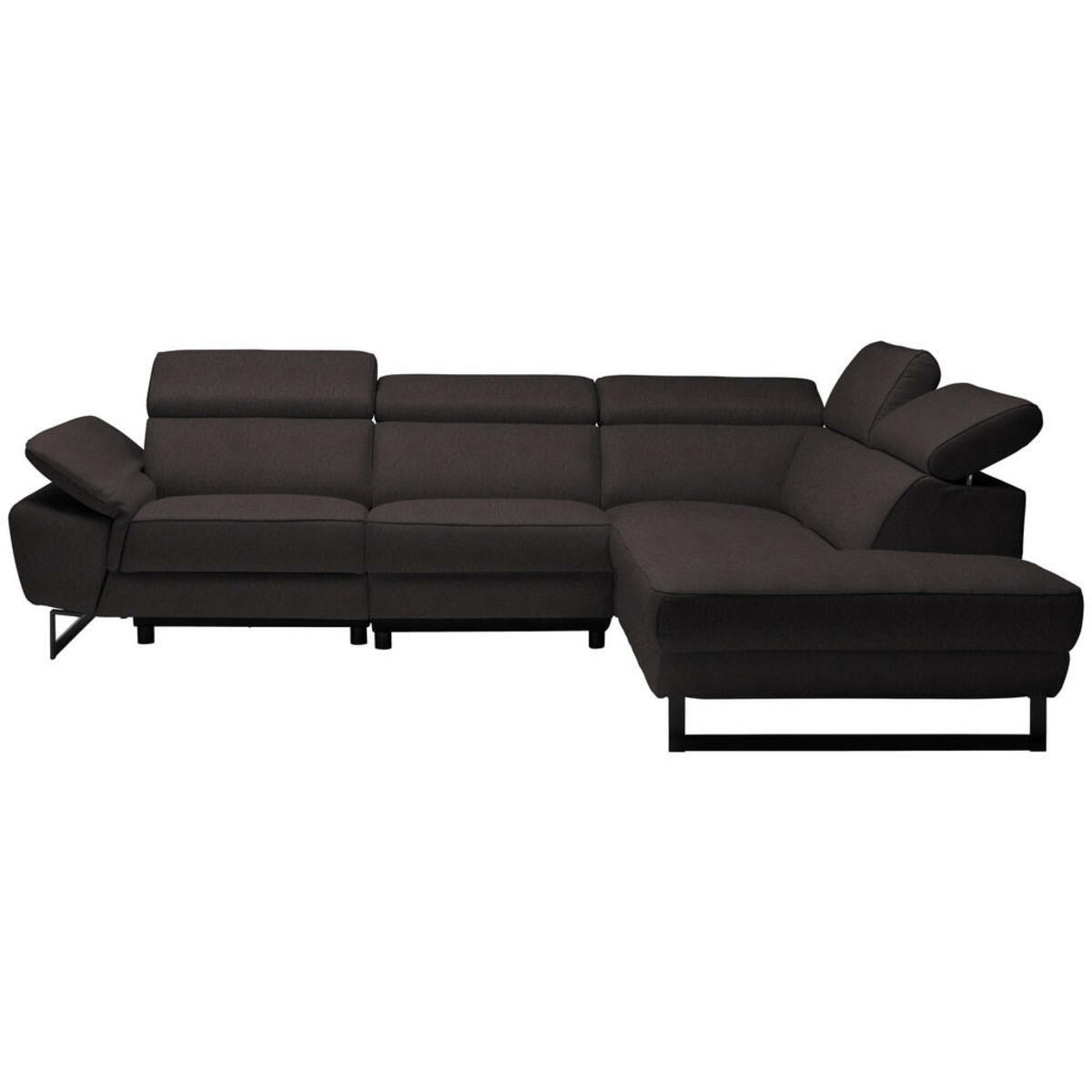 Bild 1 von Celina Home Ecksofa, Dunkelbraun, Leder, Echtleder, Rindleder, 5-Sitzer, Ottomane rechts, L-Form, 281x225 cm, Made in EU, Lederauswahl, Stoffauswahl, seitenverkehrt erhältlich, Hocker Rücken echt,