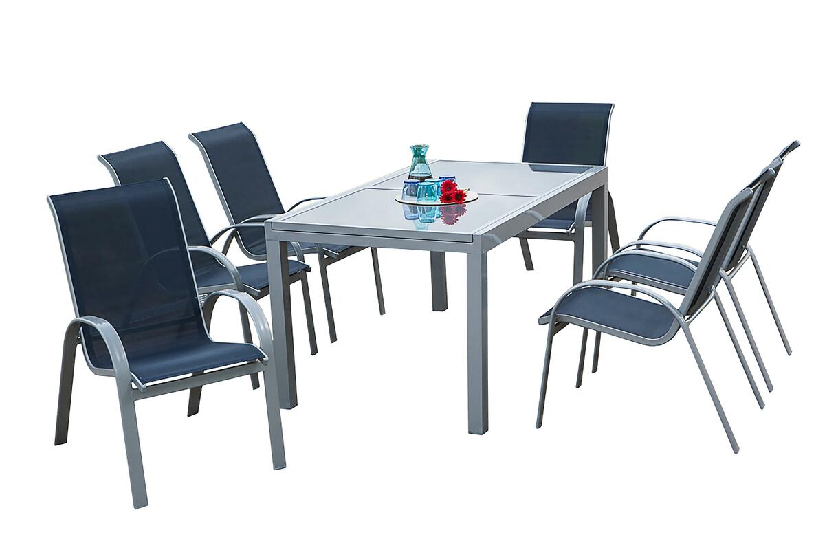 Bild 1 von Gartentischgruppe 'Amalfi' marineblau, Blau, Silberfarben
