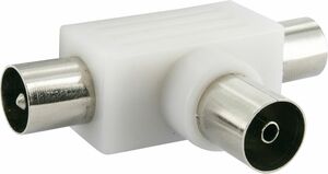 Schwaiger Anschlussverteiler ASV25 532 für TV Kunststoff weiß, 1x IEC Buchse auf 2x IEC Stecker 0697203021