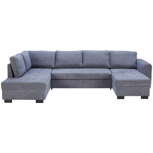 P & B Wohnlandschaft, Grau, Textil, Uni, 4-Sitzer, U-Form, 178x305x155 cm, Made in Europe, Wohnzimmer, Sofas & Couches, Wohnlandschaften, Wohnlandschaften in U-Form