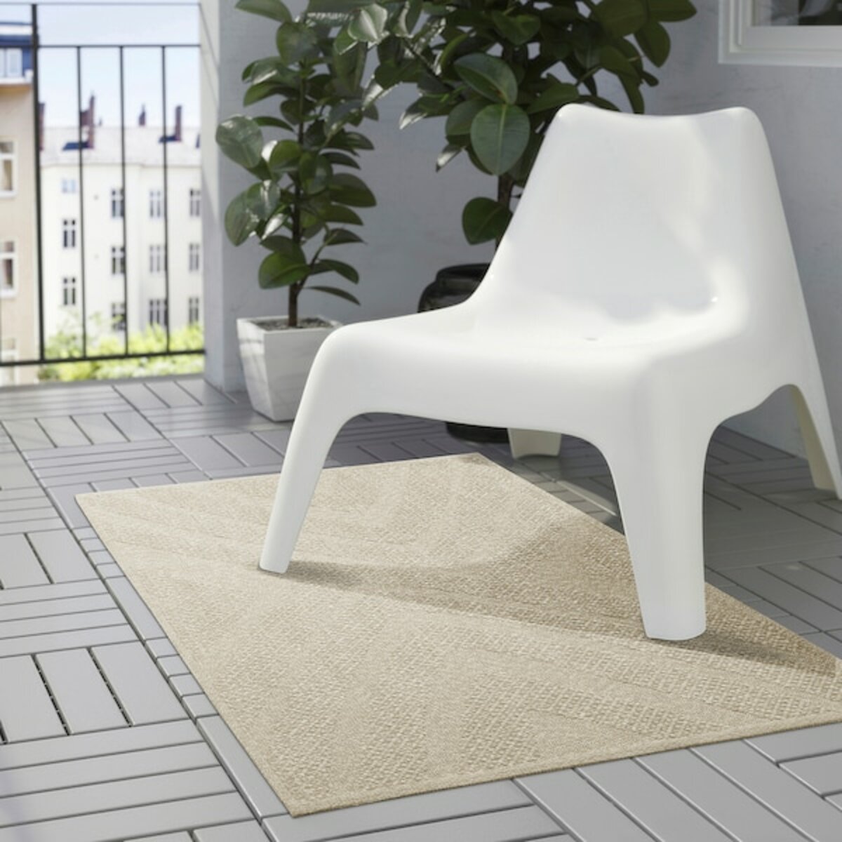Bild 4 von FULLMAKT  Teppich flach gewebt, drinnen/drau, beige/meliert 80x150 cm