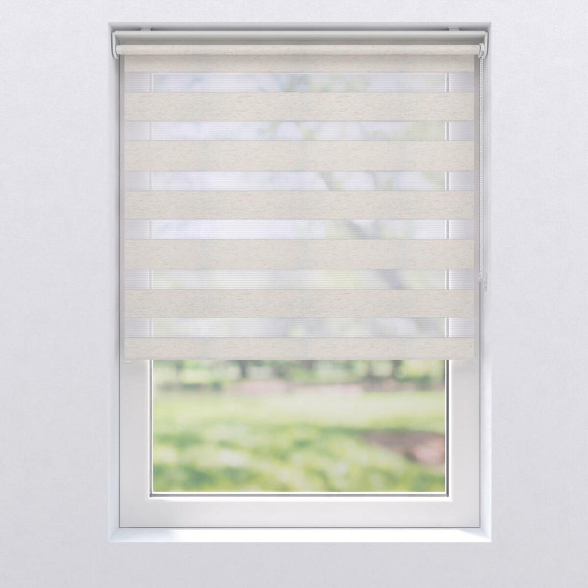 Bild 1 von Doppelrollo, Natur, Textil, Uni, 60x150 cm, Länge universell einstellbar, Wohntextilien, Gardinen & Vorhänge, Rollos & Jalousien