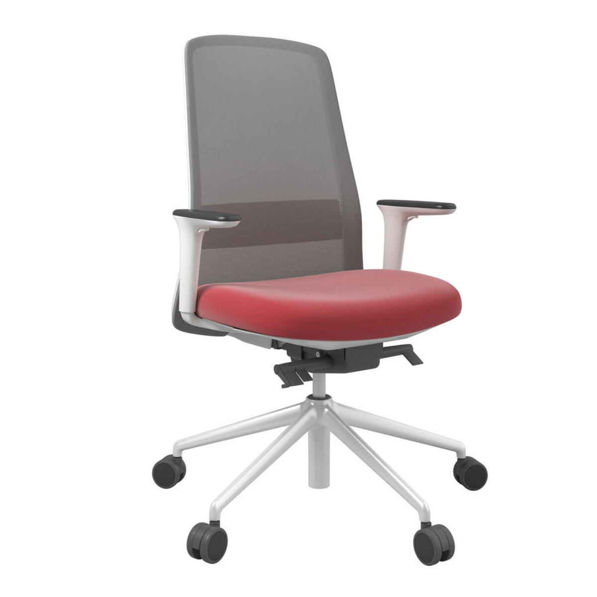 Bild 1 von Drehstuhl, Grau, Rot, Weiß, Metall, Kunststoff, Textil, Drehkreuz, 70x103-115x70 cm, Stoffauswahl, Sitzfläche 360° drehbar, Arbeitszimmer, Bürostühle, Drehstühle