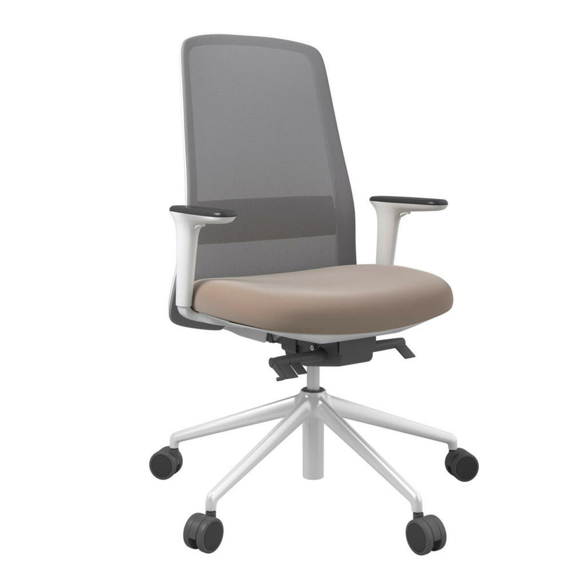 Bild 1 von Drehstuhl, Grau, Weiß, Cappuccino, Metall, Kunststoff, Textil, Drehkreuz, 70x103-115x70 cm, Stoffauswahl, Sitzfläche 360° drehbar, Arbeitszimmer, Bürostühle, Drehstühle