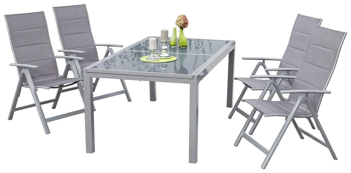 Bild 1 von Gartengarnitur 5-tlg. Taviano Metall/Textil/Glas