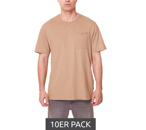 10er Pack ONLY & SONS Roy Regular Herren O-Neck Shirt Freizeit T-Shirt aus Slub-Stoff 100% Baumwolle 22022531 Grün