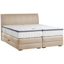 Bild 1 von Novel Boxspringbett, Beige, Textil, Wenge, H3 + H4, 7-Zonen, Höhe ca. 27 cm, 200x200 cm, Bettkasten, Federkernmatratze, Schlafzimmer, Betten, Doppelbetten