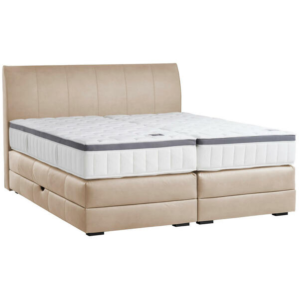 Bild 1 von Novel Boxspringbett, Beige, Textil, Wenge, H3 + H4, 7-Zonen, Höhe ca. 27 cm, 200x200 cm, Bettkasten, Federkernmatratze, Schlafzimmer, Betten, Doppelbetten