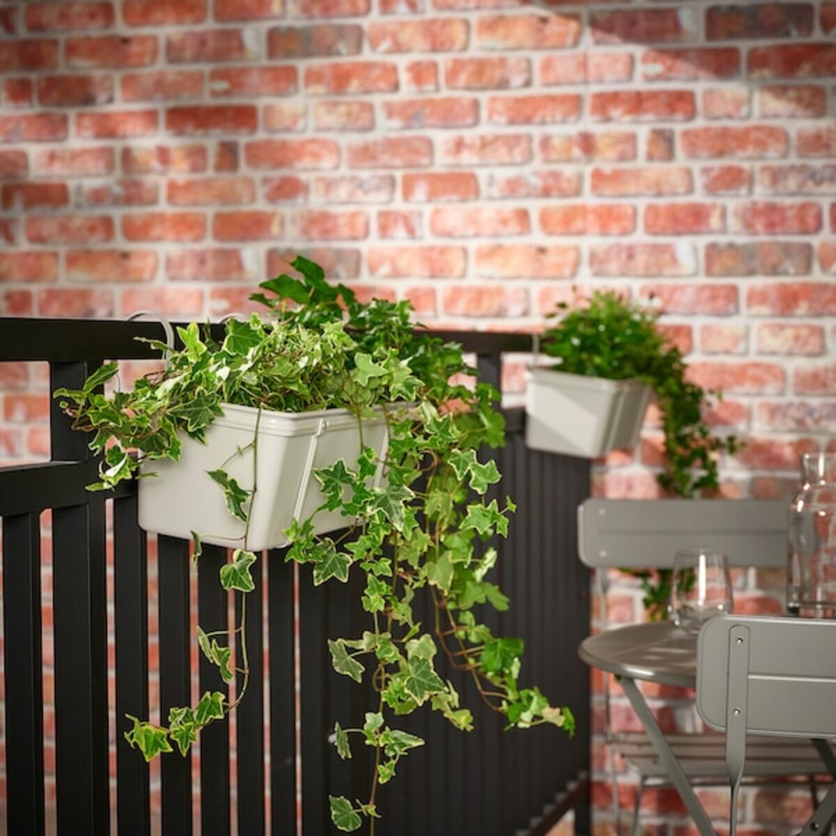 Bild 4 von ROSENKÅL  Blumenkasten mit Halter, für draußen hellgrau 48x18 cm