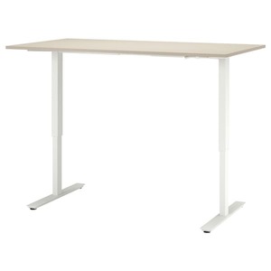 TROTTEN  Schreibtisch sitz/steh, beige/weiß 160x80 cm