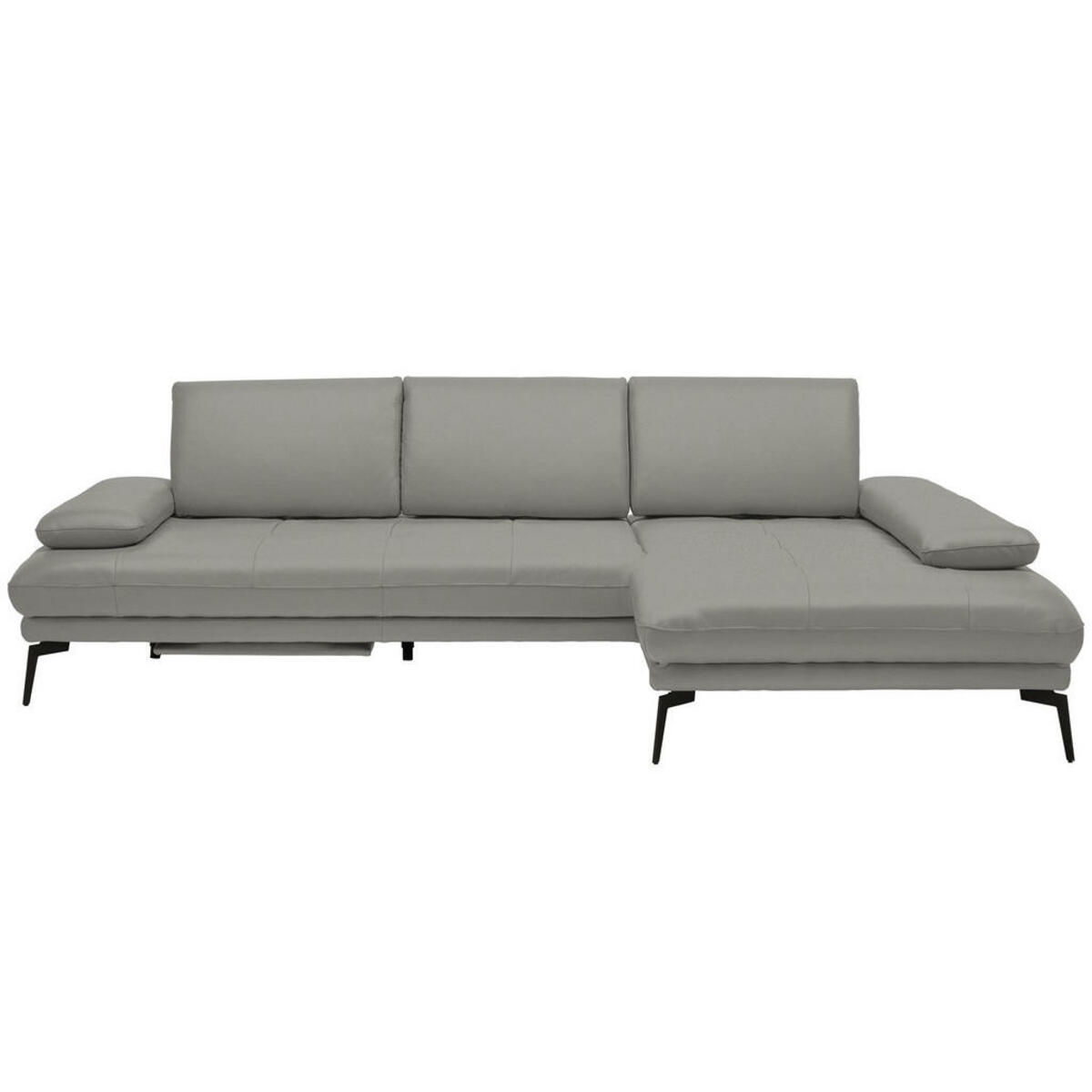 Bild 1 von Celina Home Ecksofa, Grau, Leder, Echtleder, Rindleder, 3-Sitzer, Ottomane links, L-Form, 273x187 cm, Made in EU, Fußauswahl, Lederauswahl, Stoffauswahl, seitenverkehrt erhältlich, Hocker Rücken e