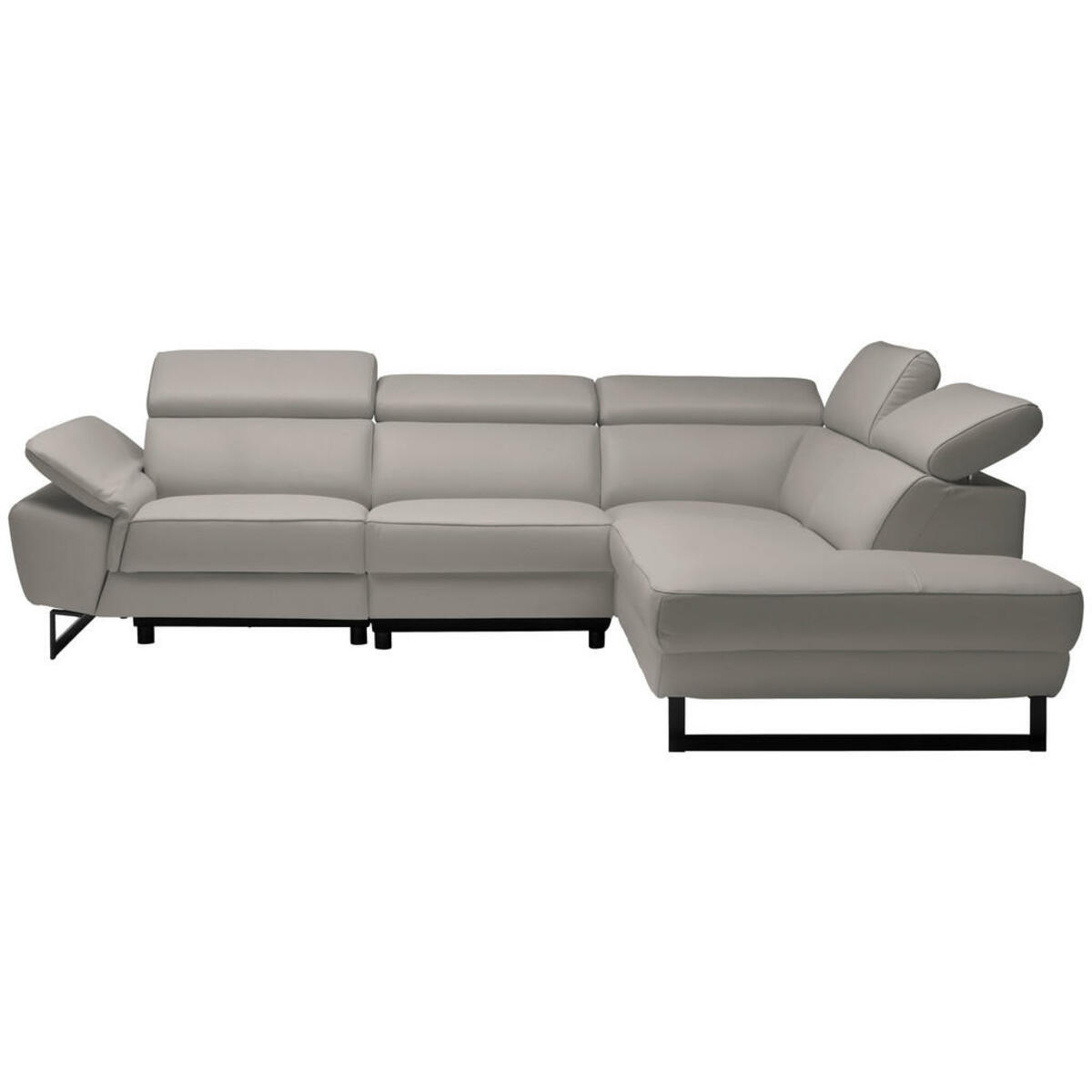 Bild 1 von Celina Home Ecksofa, Greige, Leder, Echtleder, Rindleder, 5-Sitzer, Ottomane rechts, L-Form, 281x225 cm, Made in EU, Lederauswahl, Stoffauswahl, seitenverkehrt erhältlich, Hocker Rücken echt, Wohnz