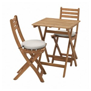 ASKHOLMEN  Tisch+2 Klappstühle/außen, dunkelbraun/Frösön/Duvholmen beige 60x62 cm