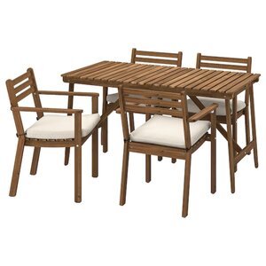 ASKHOLMEN  Tisch+4 Armlehnstühle/außen, dunkelbraun/Frösön/Duvholmen beige 143x75 cm