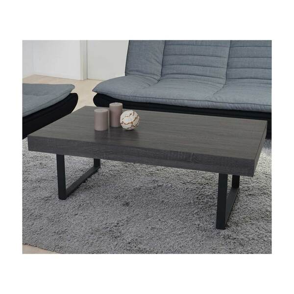 Bild 1 von Couchtisch Genk H576, Wohnzimmertisch, 40x110x60cm, MVG-zertifiziert ~ Schwarze Eiche-Optik, dunkle Metall-Füße