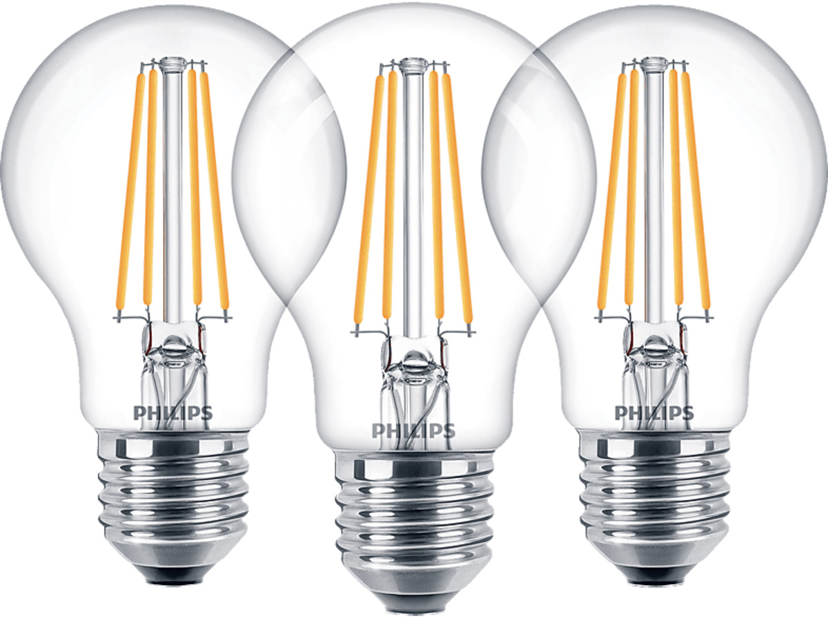 Bild 1 von PHILIPS Classic 3er Pack LED Lampe Warmweiß, Klar
