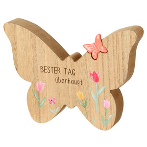 Deko-Aufsteller Schmetterling aus Holz NATUR