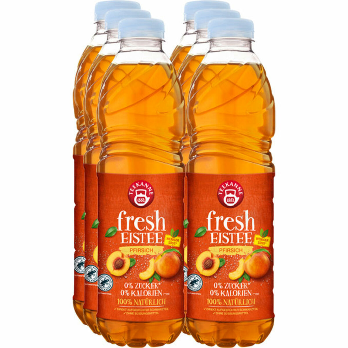 Bild 1 von Teekanne Eistee Pfirsich, 6er Pack (EINWEG) zzgl. Pfand