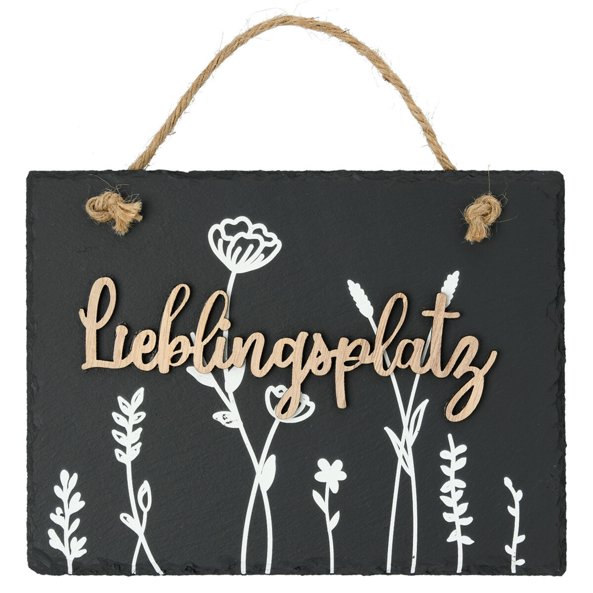 Bild 1 von Schieferschild mit Holz-Text SCHWARZ