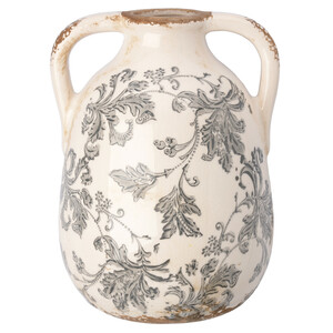 Vase im antiken Dessin GRAU / CREMEWEISS