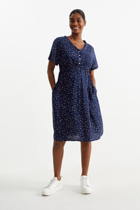 C&A Viskose-Still-Kleid-gepunktet, Blau, Größe: 34