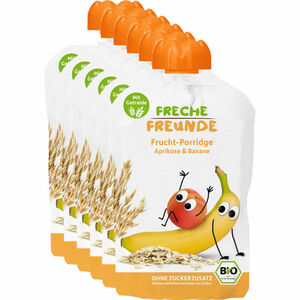 Freche Freunde BIO Quetschie Frucht-Porridge Aprikose & Banane, 6er Pack