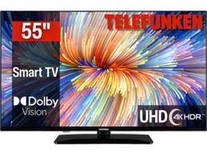TELEFUNKEN D55U750R1CW LED TV (Flat, 55 Zoll / 139 cm, UHD 4K, SMART TV, Linux), Schwarz