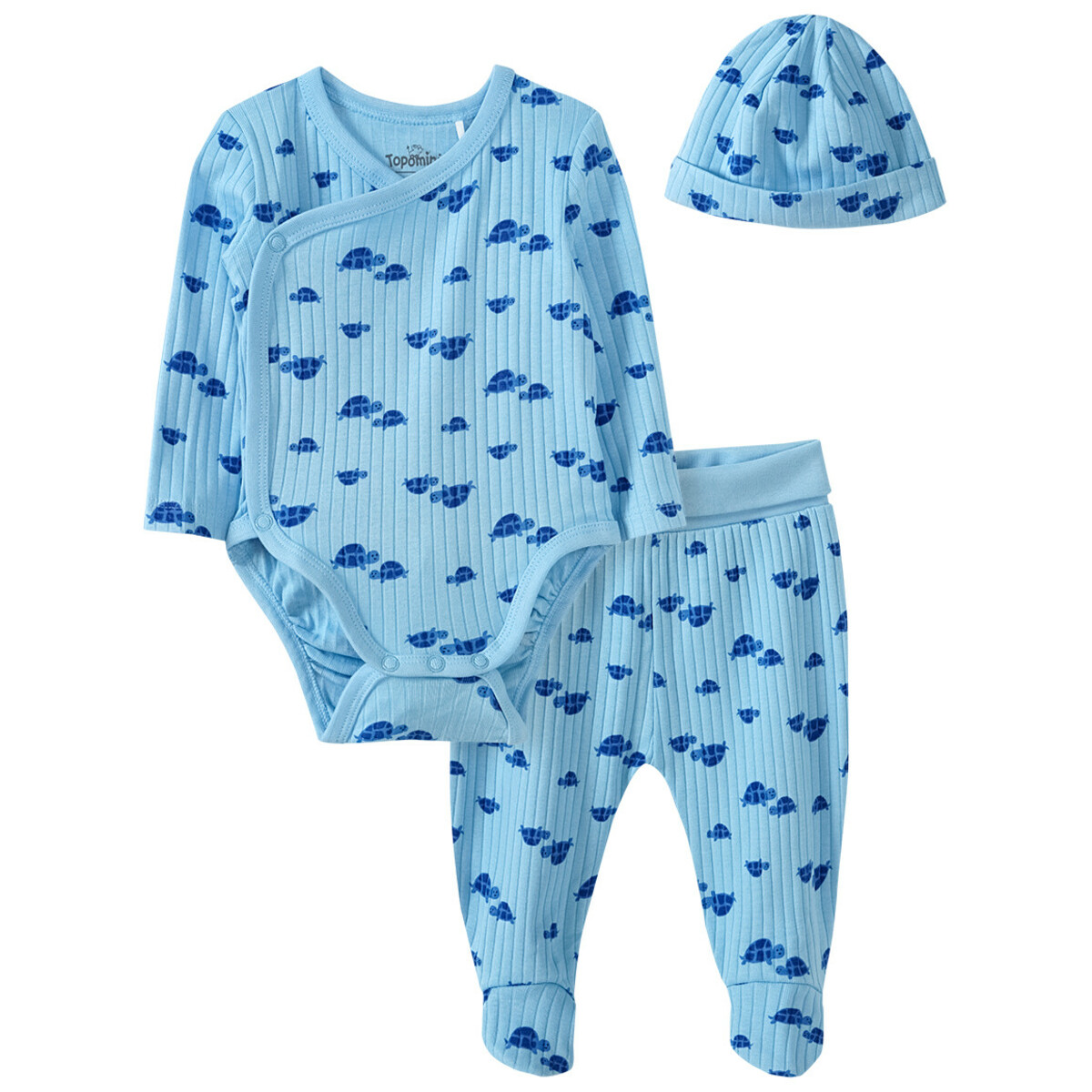 Bild 1 von Newborn Wickelbody, Hose und Mütze HELLBLAU