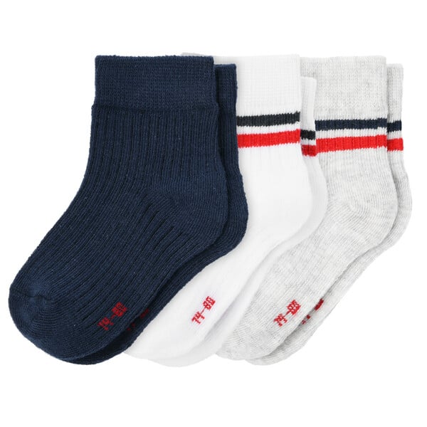 Bild 1 von 3 Paar Baby Socken in verschiedenen Farben WEISS / DUNKELBLAU / HELLGRAU