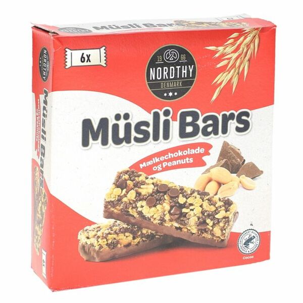Bild 1 von Nordthy Müsliriegel Erdnuss & Milchschokolade, 6er Pack