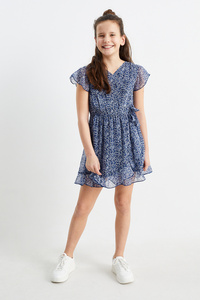 C&A Kleid-geblümt, Blau, Größe: 128