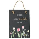 Bild 1 von Schieferschild mit Tulpen und Text SCHWARZ