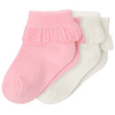 Bild 1 von 2 Paar Baby Socken mit Umschlagbündchen WEISS / ROSA