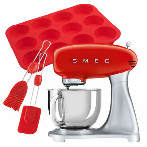 SMEG Muffin-Set Küchenmaschine mit Zubehör rot, 4-teilig