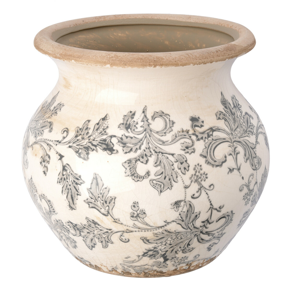 Bild 1 von Blumentopf im antiken Dessin GRAU / CREMEWEISS