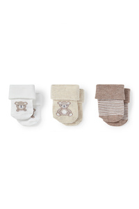 C&A Multipack 3er-Bärchen-Erstlings-Socken mit Motiv, Weiß, Größe: 10-11
